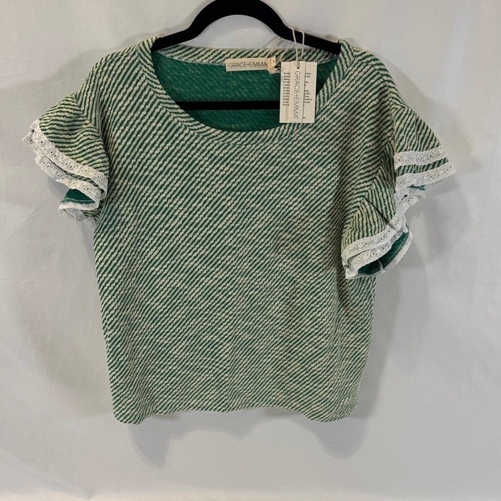 Green Striped Women's Top